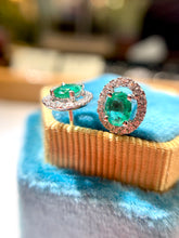 將圖片載入圖庫檢視器 18K金綠寶石鑽石耳環