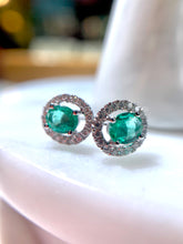 將圖片載入圖庫檢視器 18K金綠寶石鑽石耳環