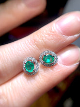 將圖片載入圖庫檢視器 18K金綠寶石鑽石耳環