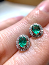 將圖片載入圖庫檢視器 18K金綠寶石鑽石耳環