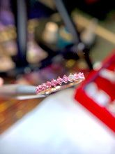 將圖片載入圖庫檢視器 18K金粉紅寶間鑽石戒指