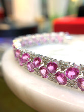 將圖片載入圖庫檢視器 18K金粉紅寶鑽石手鏈