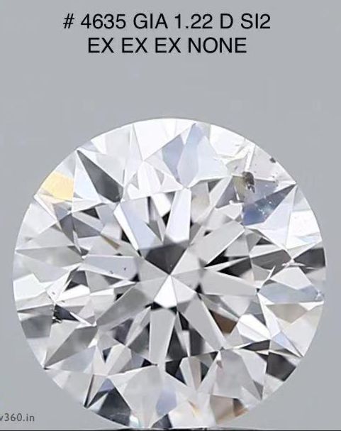 GIA Round 1.22 ct D SI2 EX EX EX N