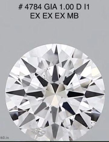 GIA Round 1.00 ct D I1 EX EX EX MB