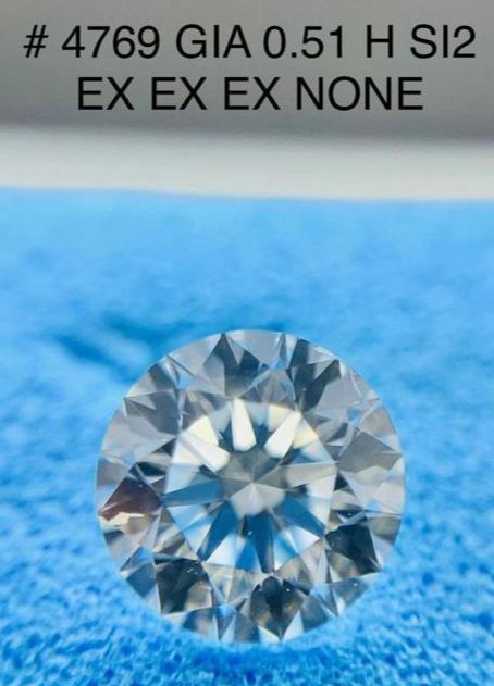 GIA Round 0.51 ct H SI2 EX EX EX N