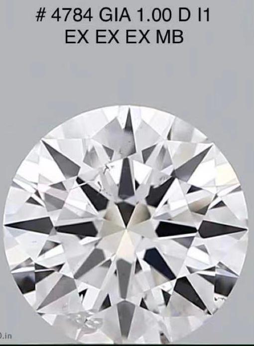GIA Round 1.00 ct D I1 EX EX EX MB